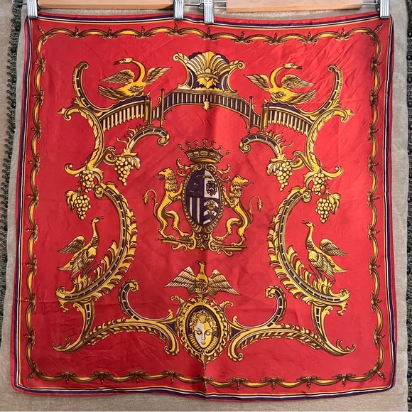 Vintage 80s Baroque Print Twill Scarf - Picture 2 of 11